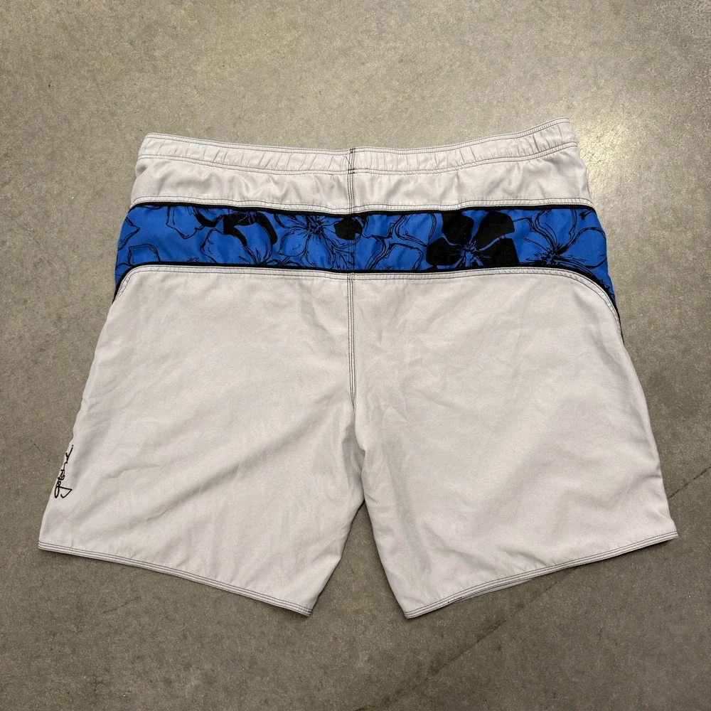 Gotcha Gear Mens 2XL Gray Blue Floral Board Shorts Swim Trunks Mesh Lined